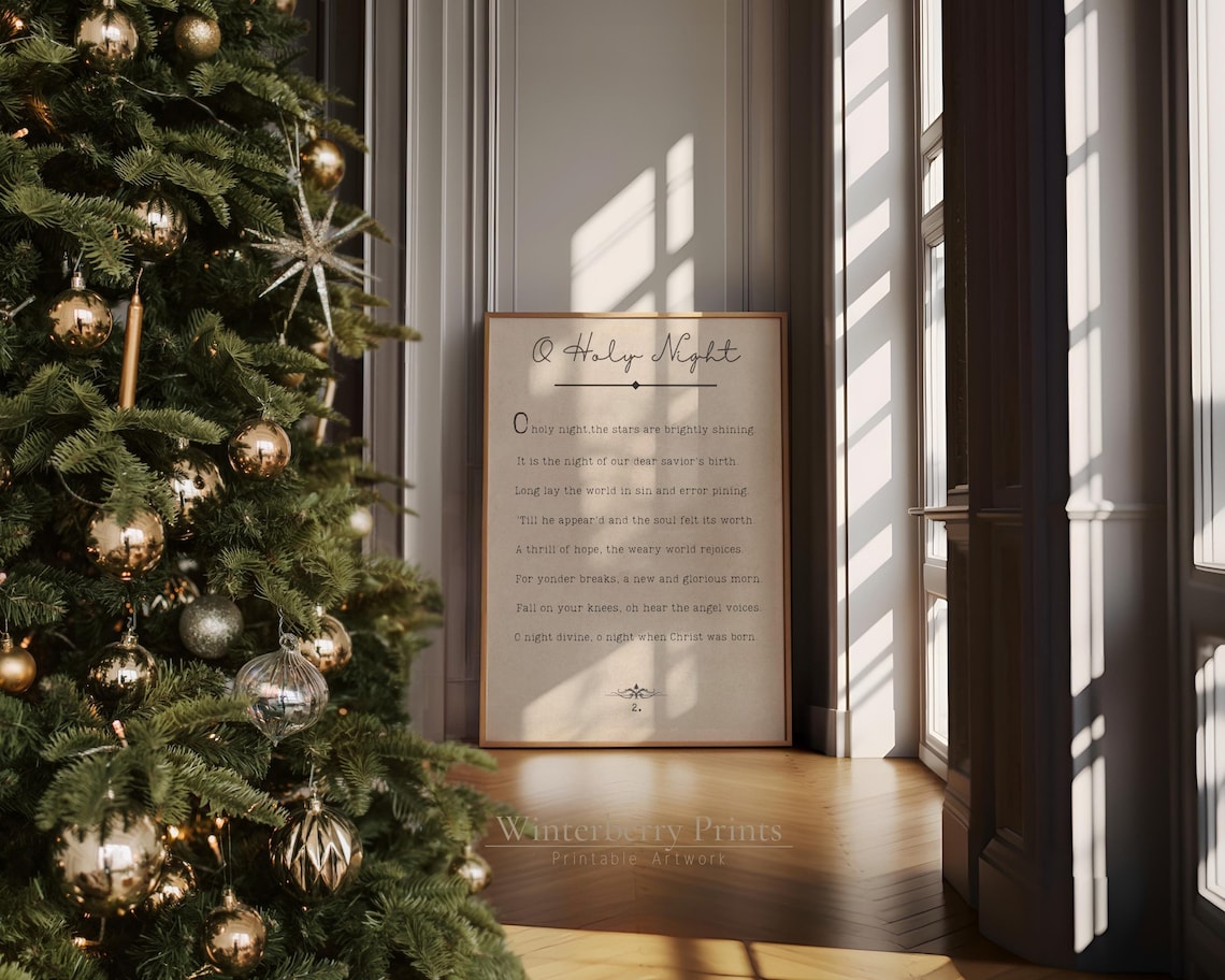Christmas O Holy Night Farmhouse Wall Art Print