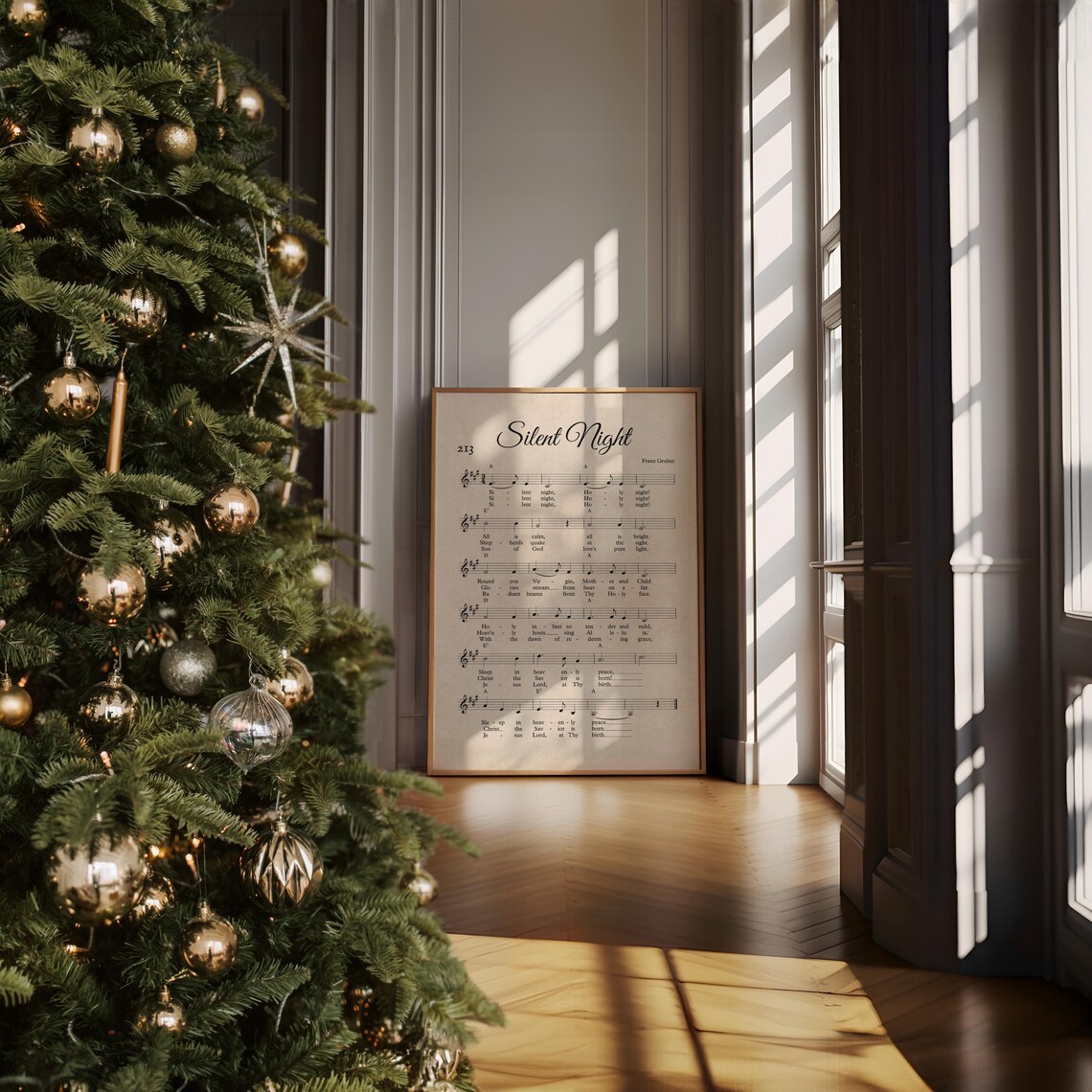 Silent Night Vintage Christmas Poster Print