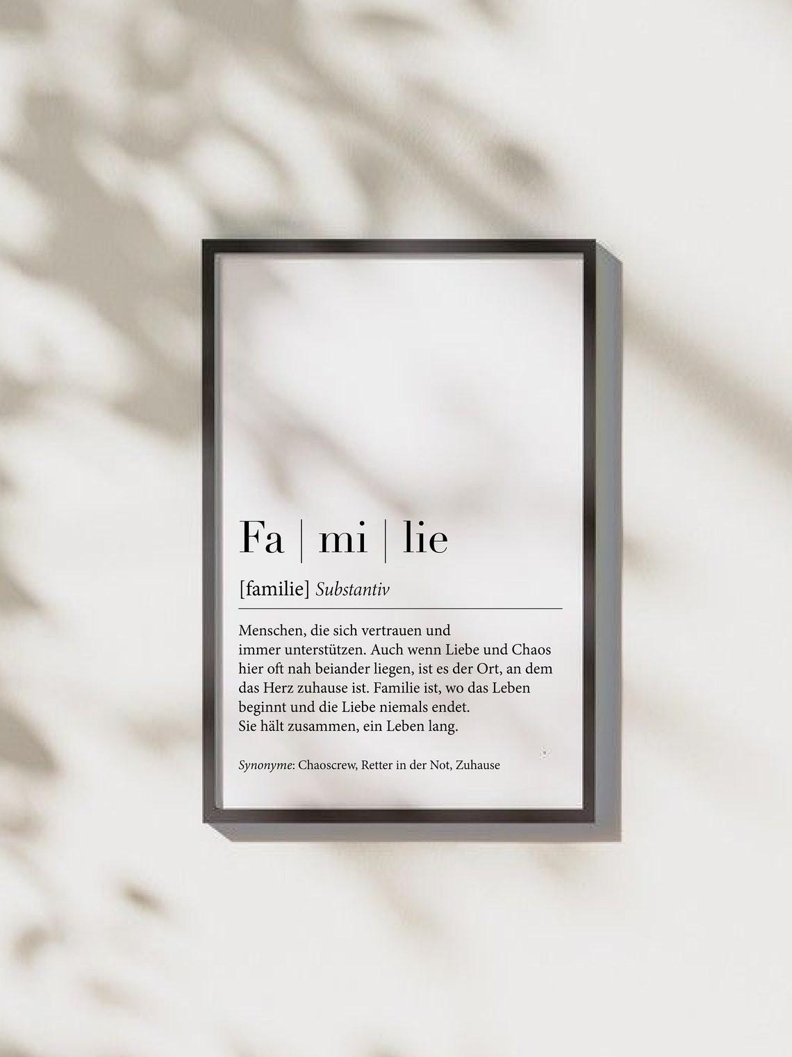 Familie German Dictionary Definition Family Word Minimalist Poster - Image 3