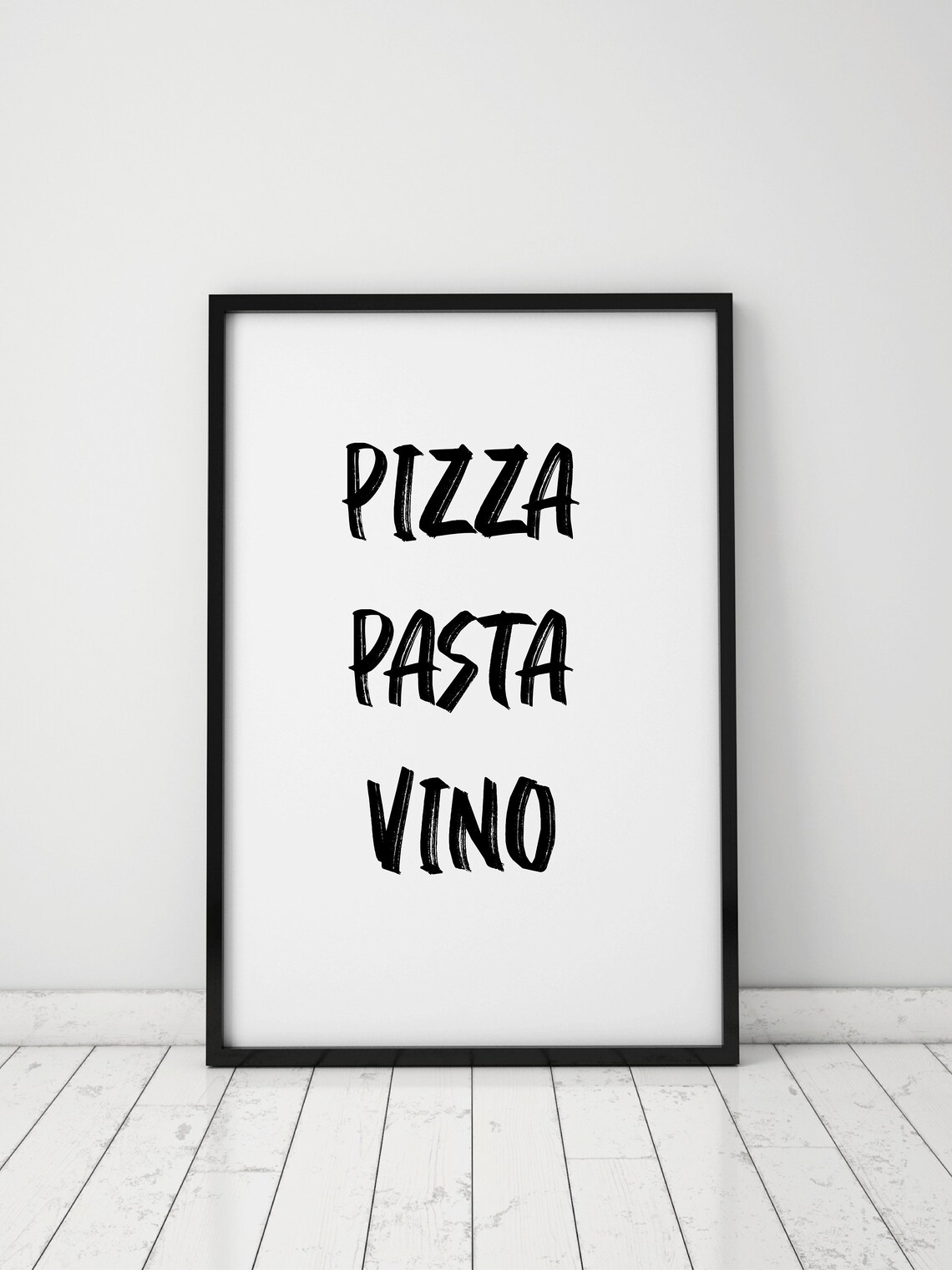 Pizza Pasta Vino Italian Food Brush Lettering Kitchen Poster - Image 2