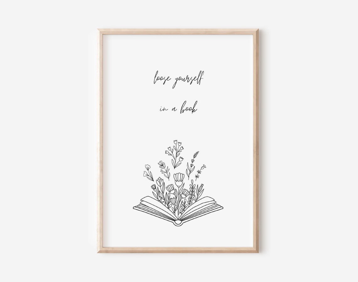 Lose Yourself In A Book Open Pages Floral Reader Gift Poster
