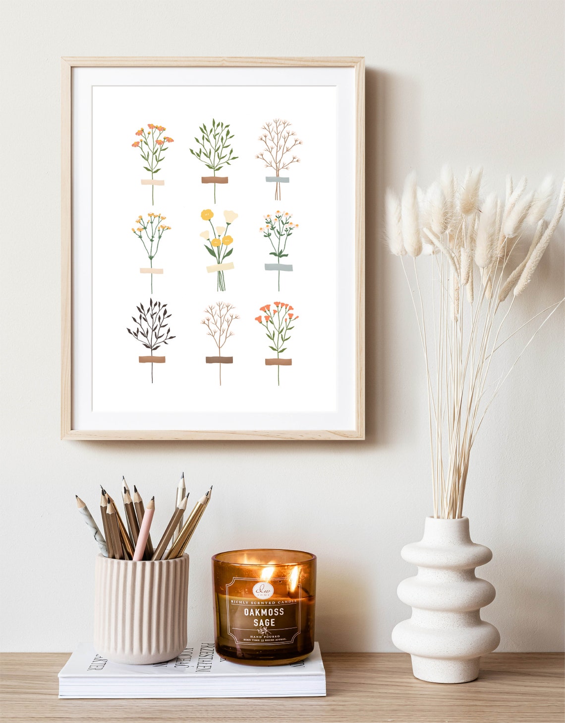 Nine Wildflower Botanical Sprigs Minimalist Boho Style Art Poster - Image 2