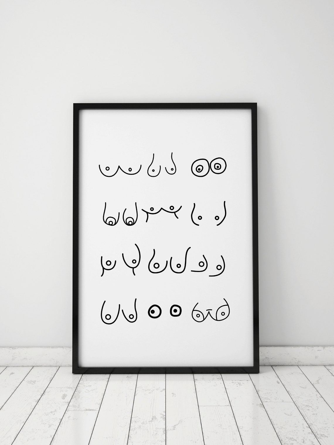 Minimalist Boob Line Drawing Feminist Body Positive Gallery Print - Image 2