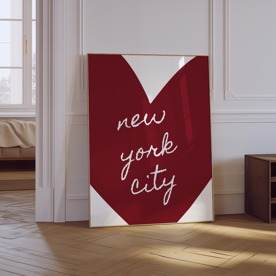 New York City Print Nyc Wall Art Trendy Heart Poster New York Wall Decor Minimalist New York Art Nyc Poster Heart Wall Art