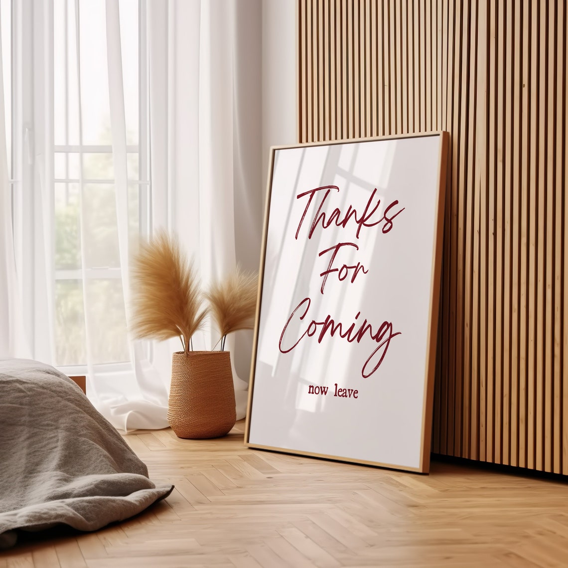 Thanks For Coming Now Leave Funny Burgundy Script Quote Poster - Image 3