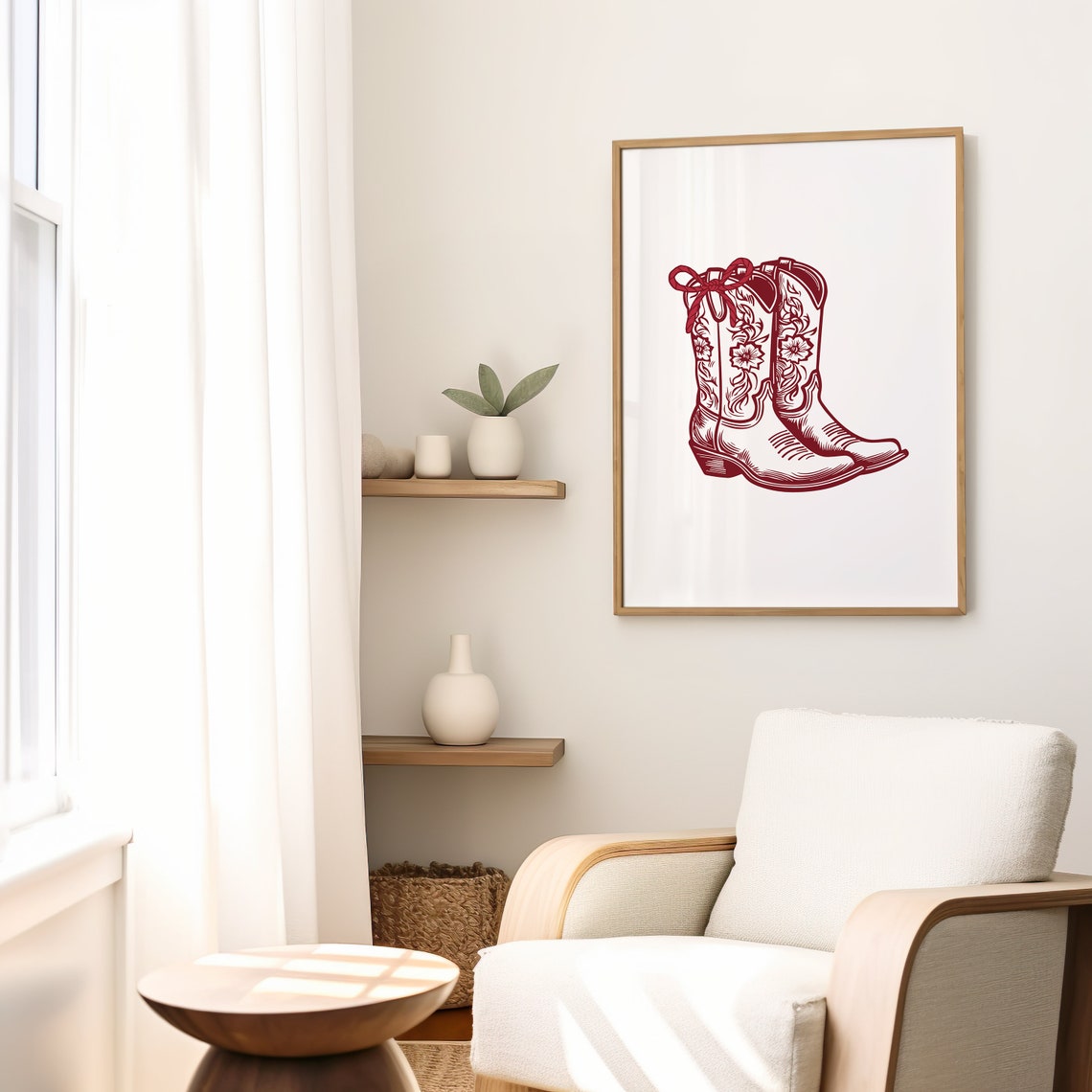 Cowboy Boots Print Minimalist Southern Wall Art Vintage Western Cowgirl Art Coastal Cowgirl Print Howdy Print Yee Haw Print - Image 2