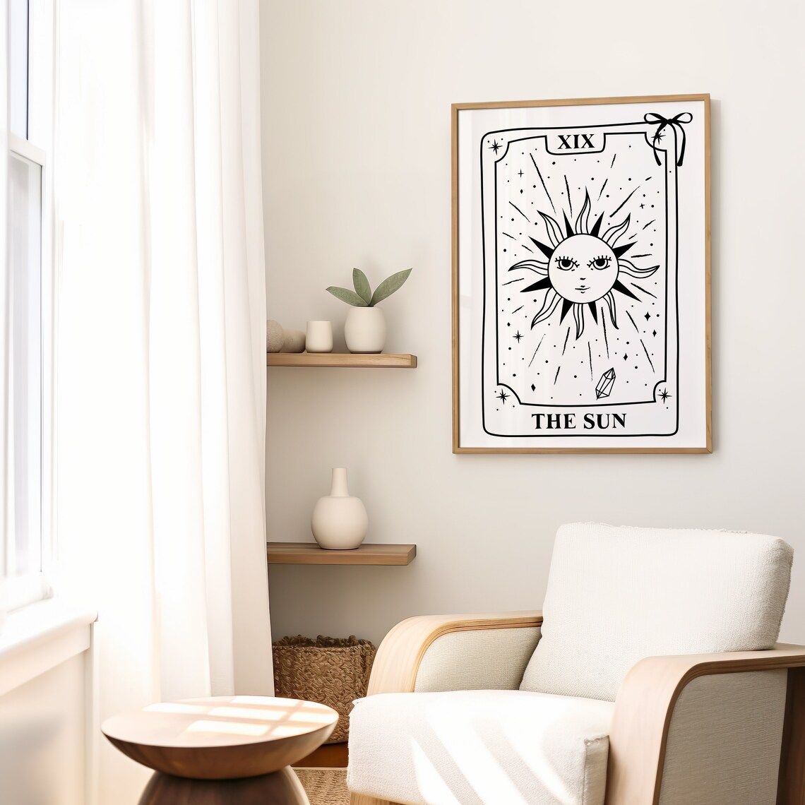 The Sun XIX Tarot Card Celestial Spiritual Minimalist Art Poster - Image 2