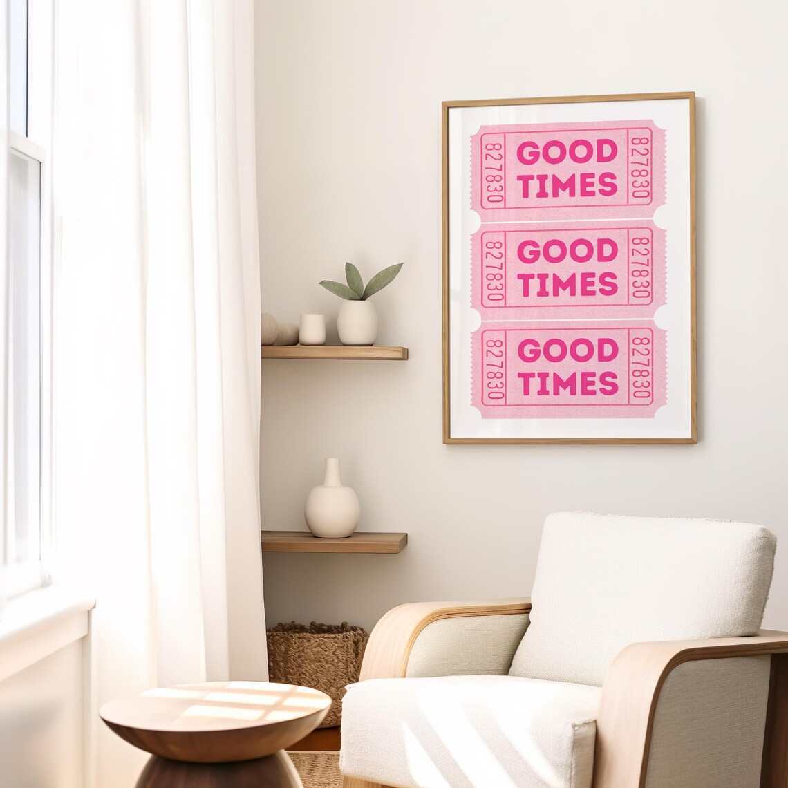 Retro Good Times Pink Ticket Art Print, Bar Decor - Image 2