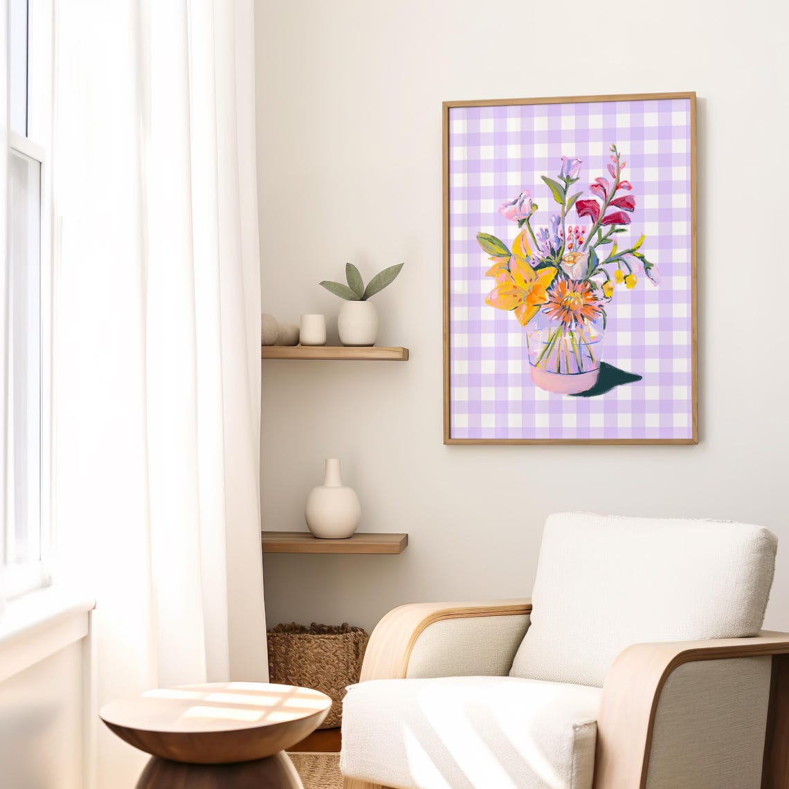 Flower Bouquet Print Purple Aesthetic Preppy Print Retro Floral Poster Girly Bedroom Poster Flower Vase Wall Art Floral Wall Art - Image 3