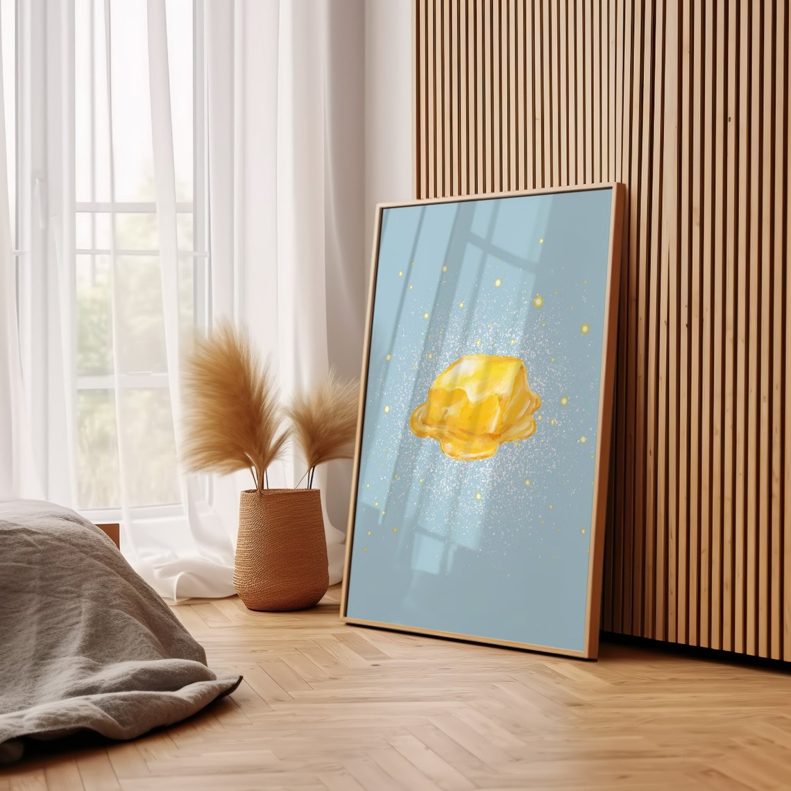 Melting Butter Pat Blue Sparkle Cute Retro Kitchen Foodie Wall Art - Image 3