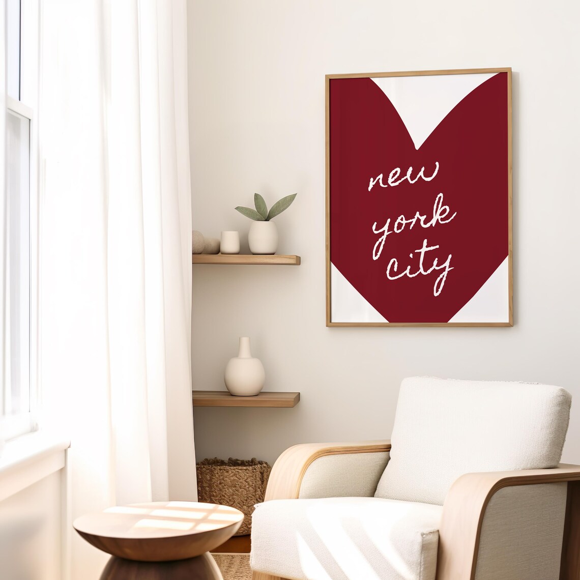 New York City Print Nyc Wall Art Trendy Heart Poster New York Wall Decor Minimalist New York Art Nyc Poster Heart Wall Art - Image 2
