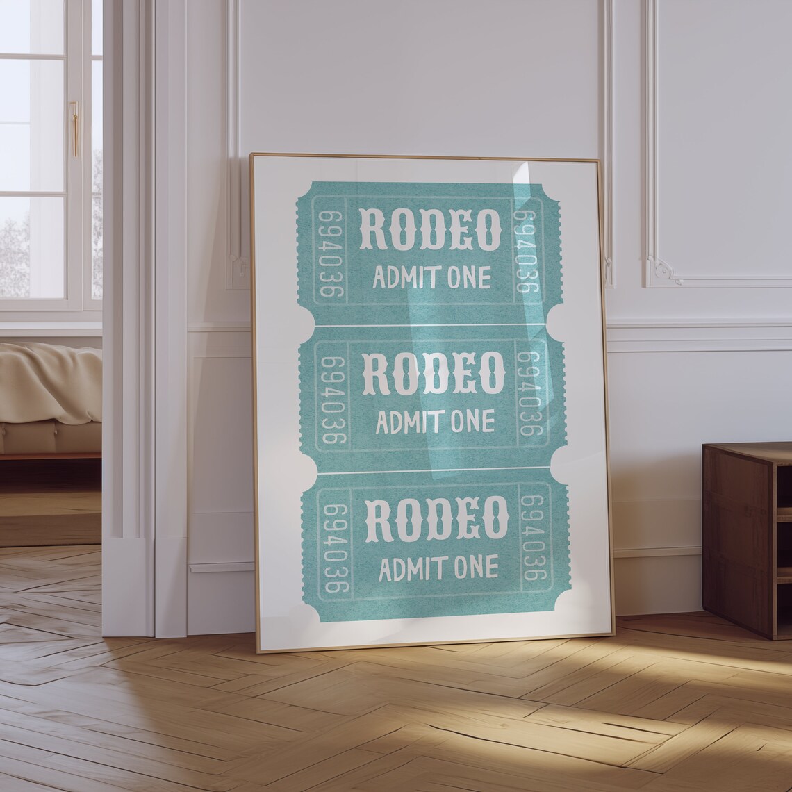 Rodeo Ticket Retro Cowgirl Travel Poster