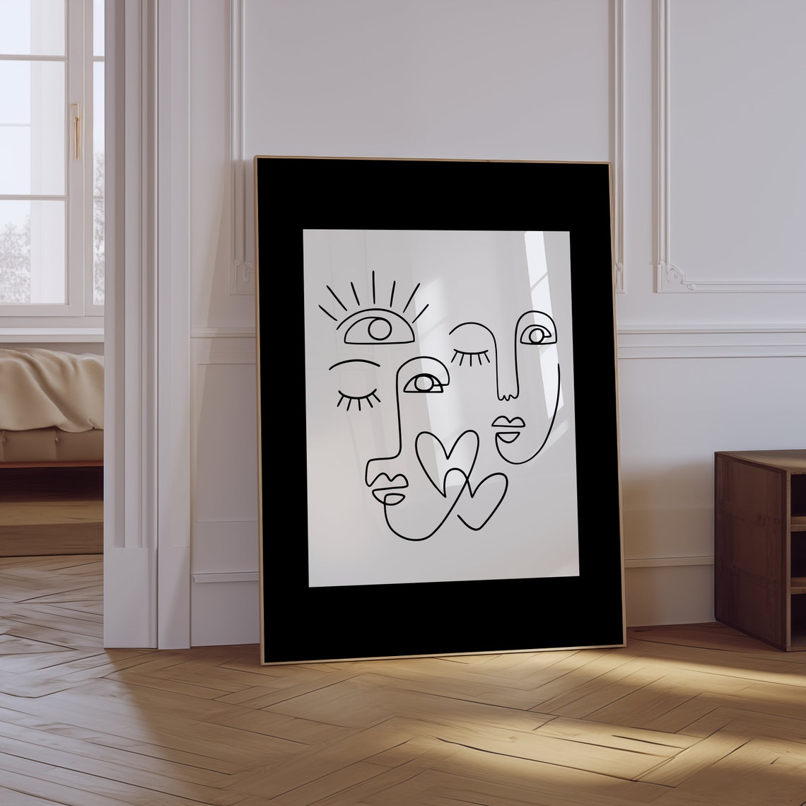 Abstract Faces Line Art Print Continuous Line Art Minimal Print Woman Face Art Neutral Print Modern Feminine One Line Wall Decor