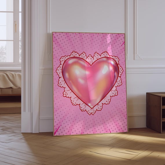 Coquette Aesthetic Balletcore Pink Heart Art Print