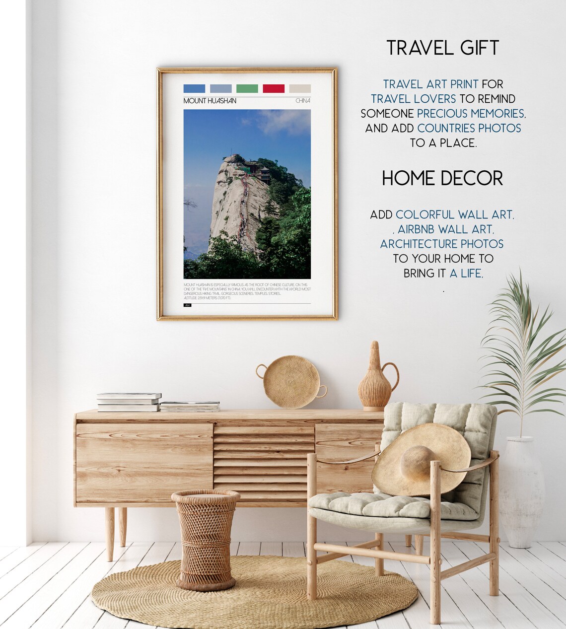 Mount Huashan China Cliff Hiking Trail Adventure Travel Print - Image 2