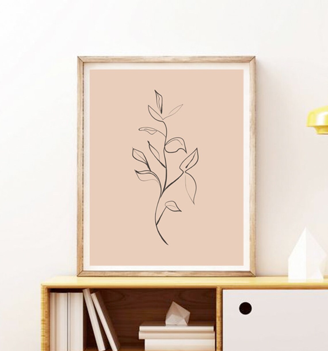 Neutral One Line Botanical Drawing Art Print