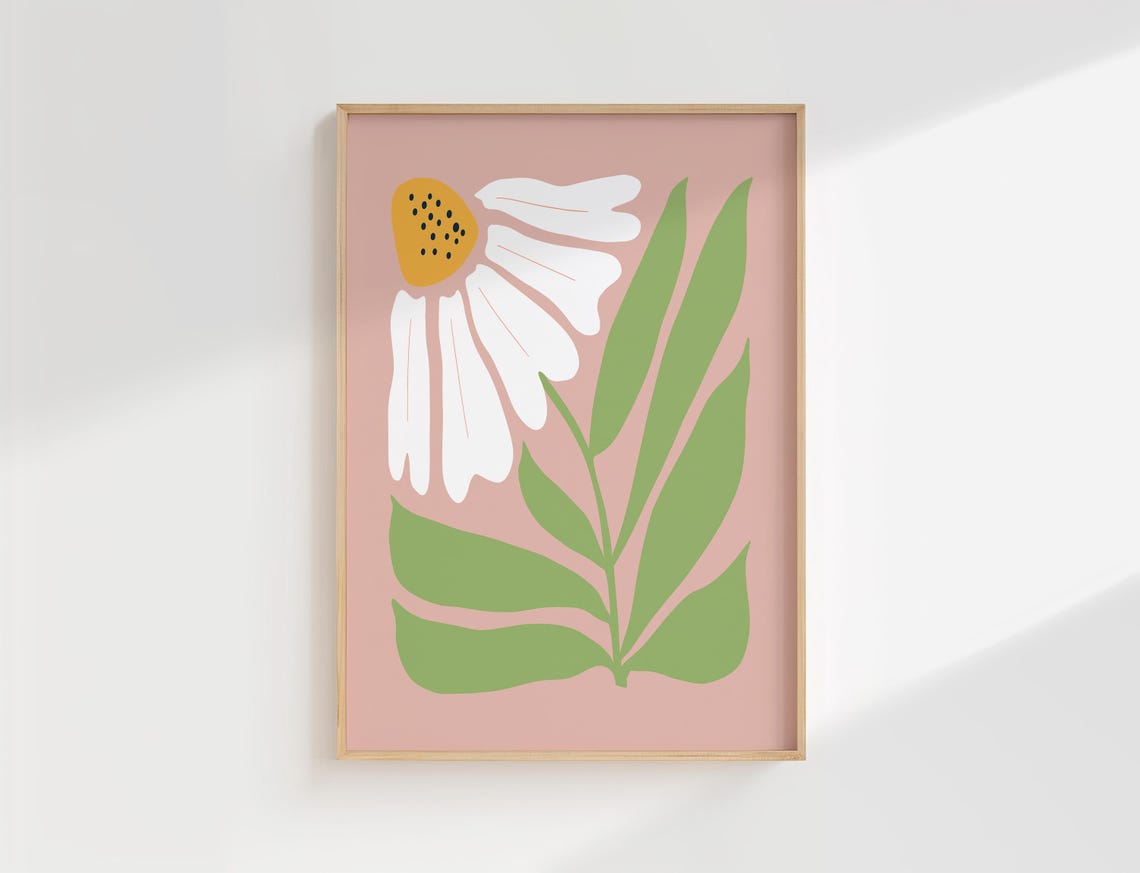 Modern Daisy Flower Blush Pink Background Graphic Floral Poster
