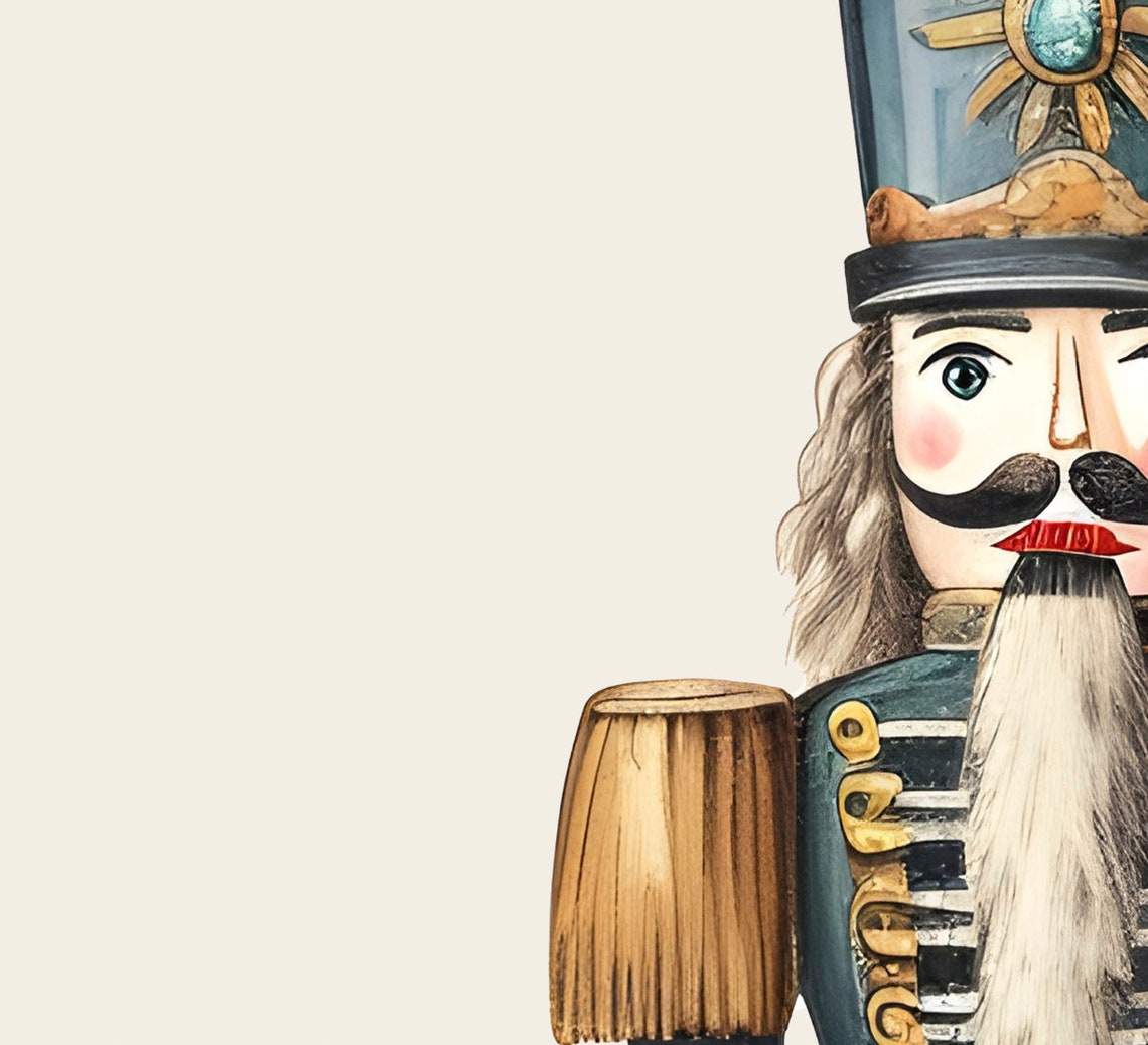 Navy White Red Christmas Nutcracker Trio Classic Holiday Print - Image 2