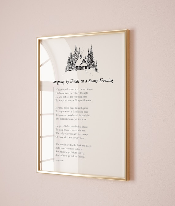 Stopping By Woods On A Snowy Evening Robert Frost Poem Print