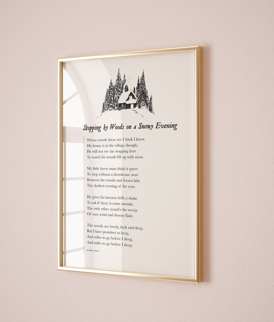 Stopping By Woods On A Snowy Evening Robert Frost Poem Print