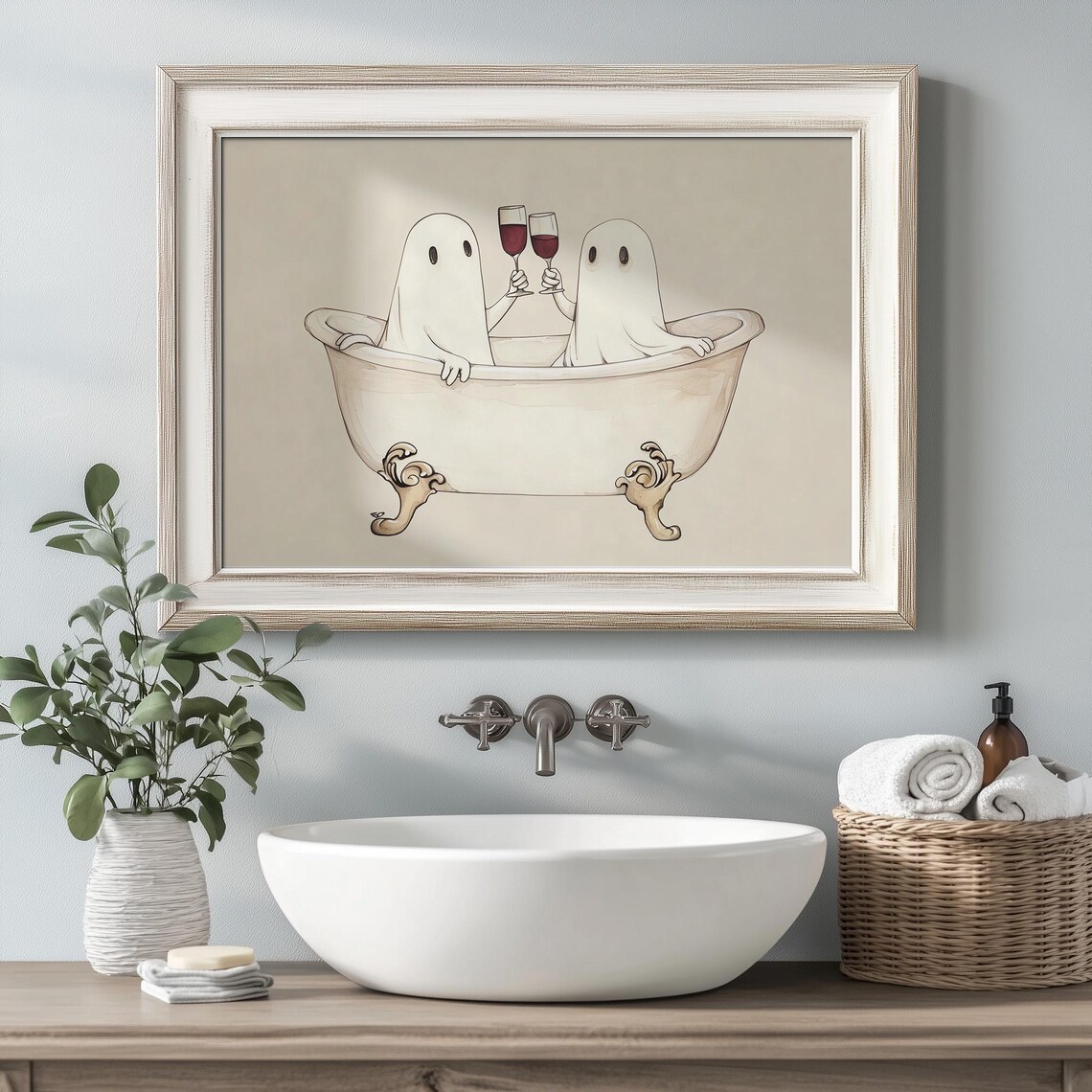 Ghost Bathtub Print, Funny Halloween Bathroom Decor - Image 2