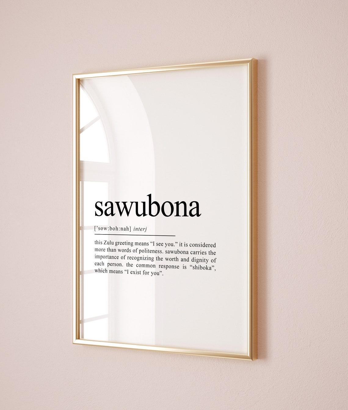 Sawubona Zulu Greeting I See You Dictionary Definition Art Poster - Image 2
