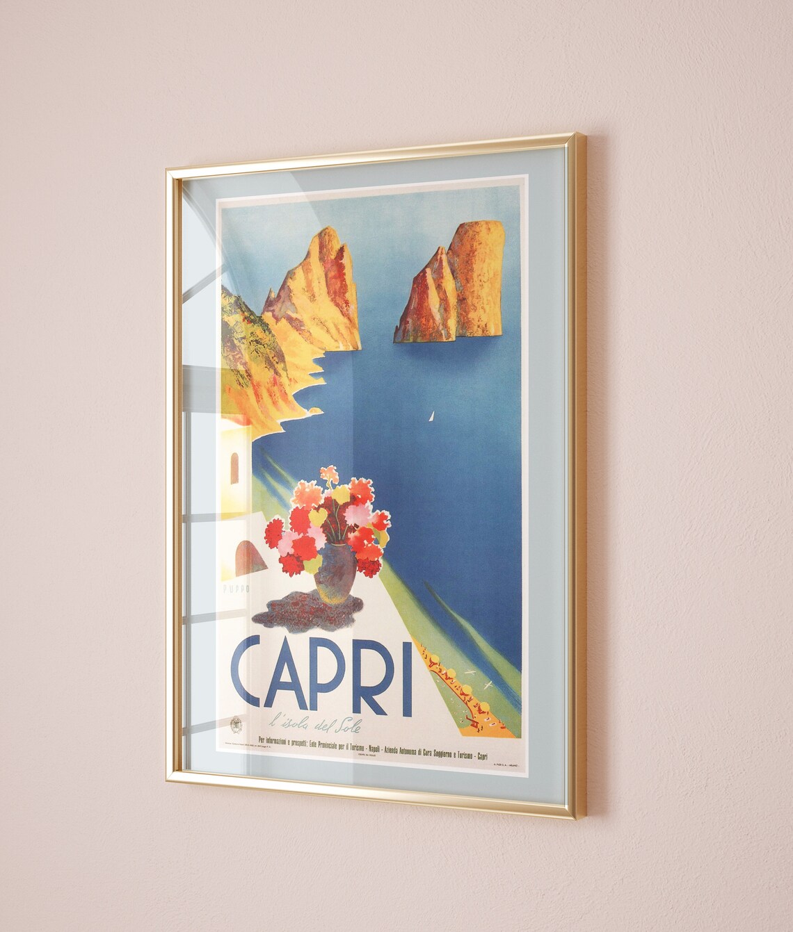 Capri Vintage Travel Poster, Italy Travel Print