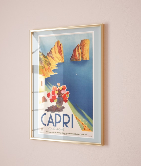 Capri Vintage Travel Poster, Italy Travel Print