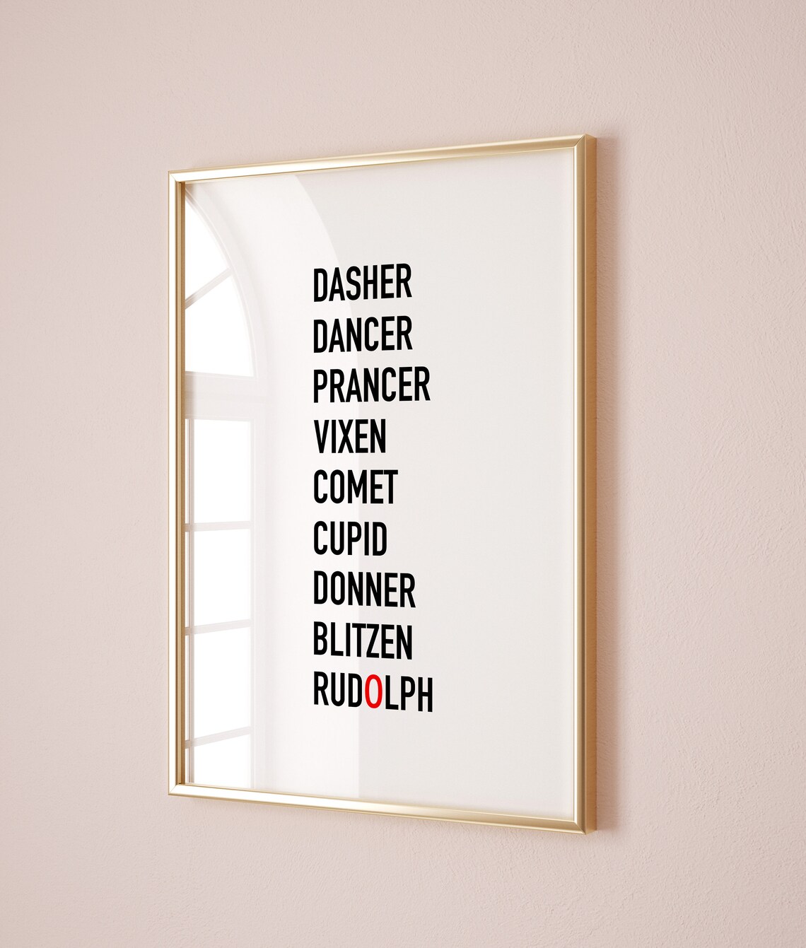 Christmas Reindeer Names Dasher Dancer Prancer Black Background Poster Holiday - Image 2