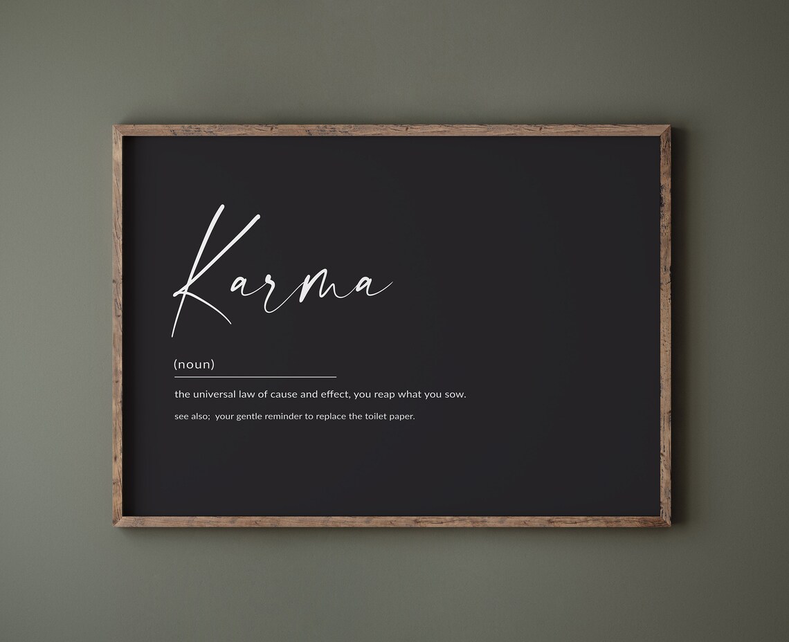 Funny Karma Print Karma Definition Poster Karma Wall Art Sanskrit Print Bathroom Wall Decor Fun Toilet Prints - Image 2