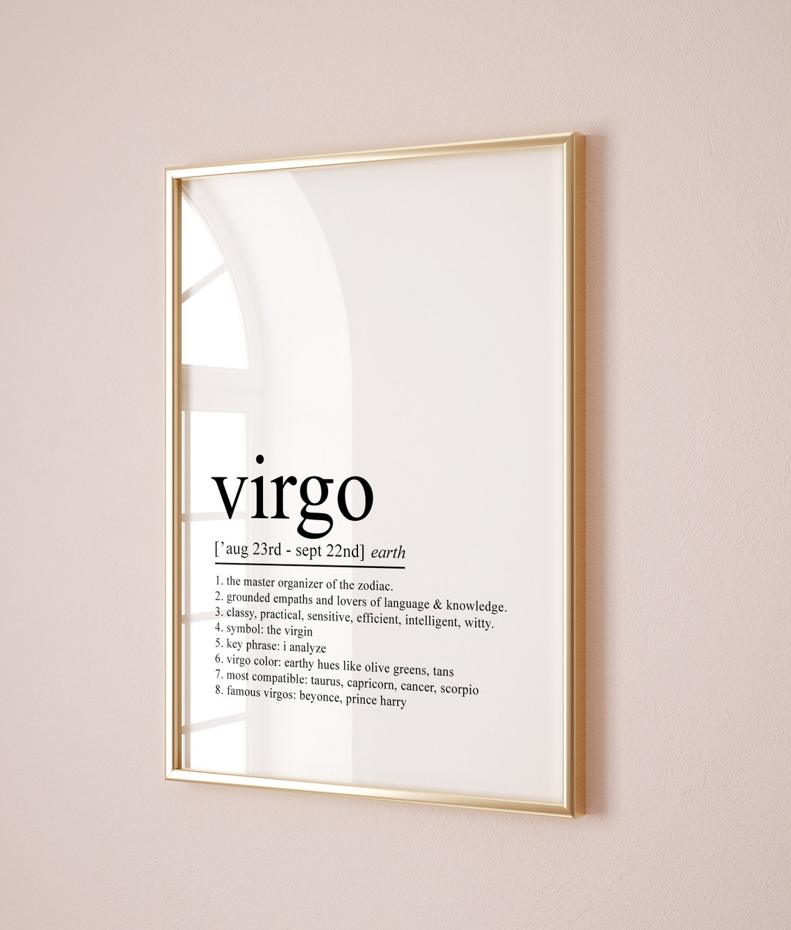 Virgo Zodiac Dictionary Definition Earth Sign Astrology Poster