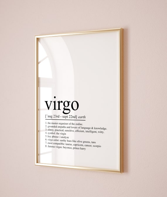 Virgo Definition Print Dictionary Art Print Virgo Postervirgo Gift Zodiac Gifts Virgo Birthday Gift Astrology Gifts Zodiac Sign