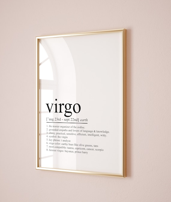 Virgo Zodiac Dictionary Definition Earth Sign Astrology Poster