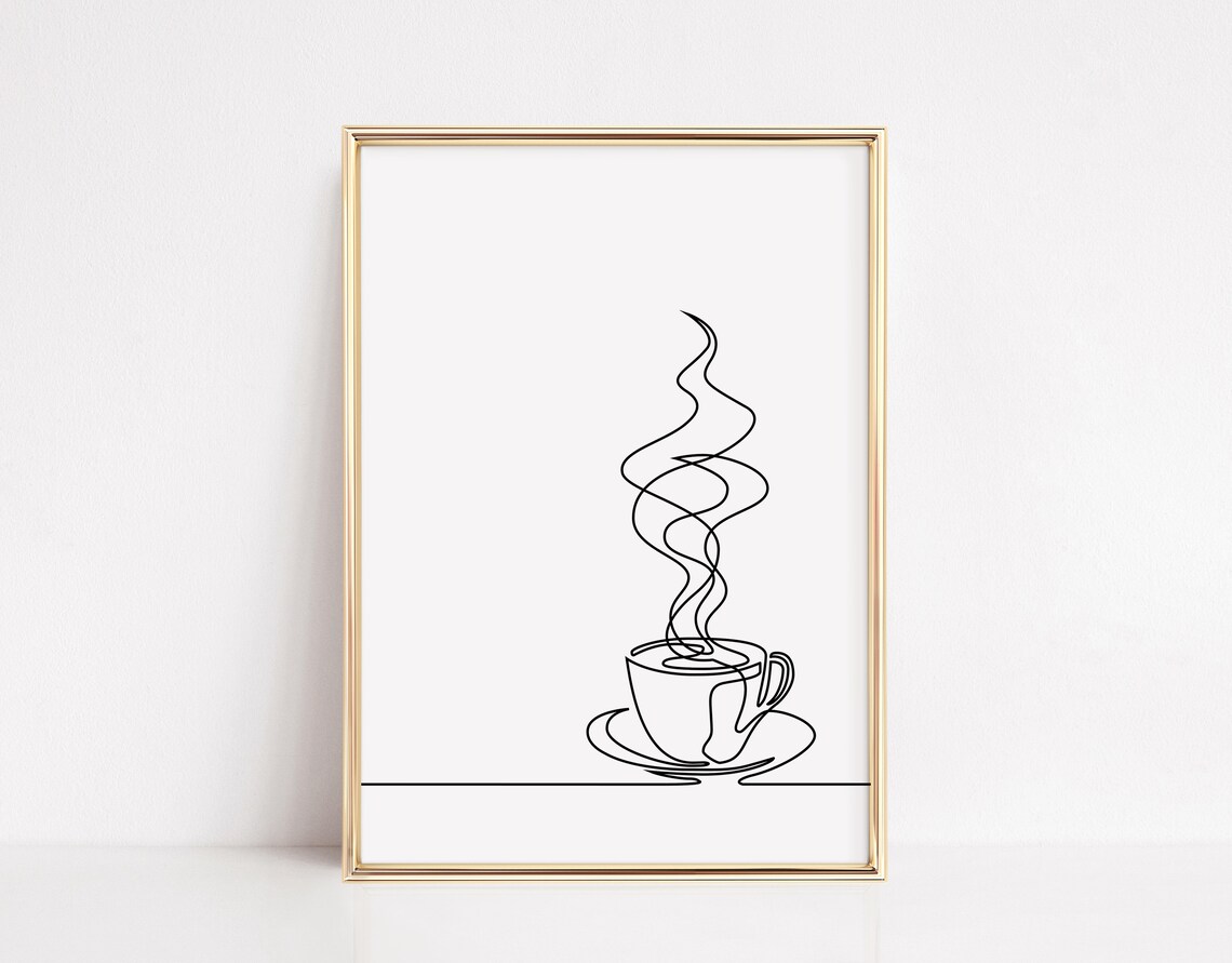 Coffee Line Art, Modern Kitchen Art Print