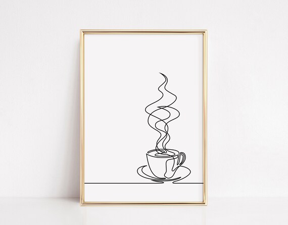 Coffee Line Art, Modern Kitchen Art Print