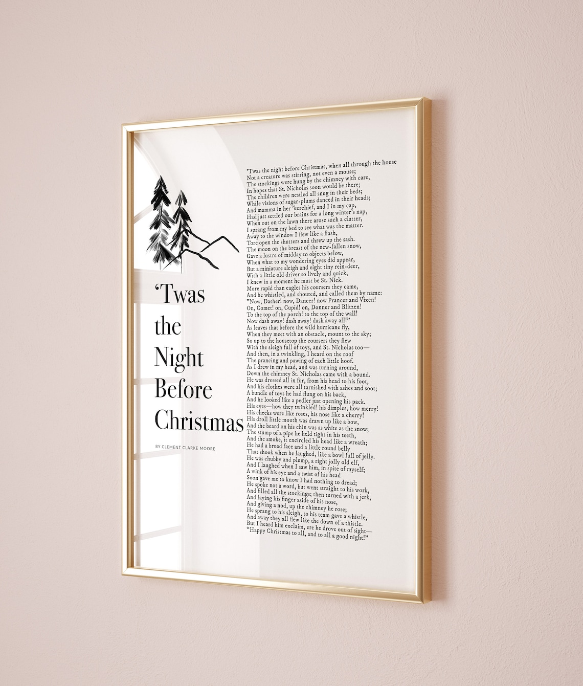 ’Twas The Night Before Christmas Poem Art Print