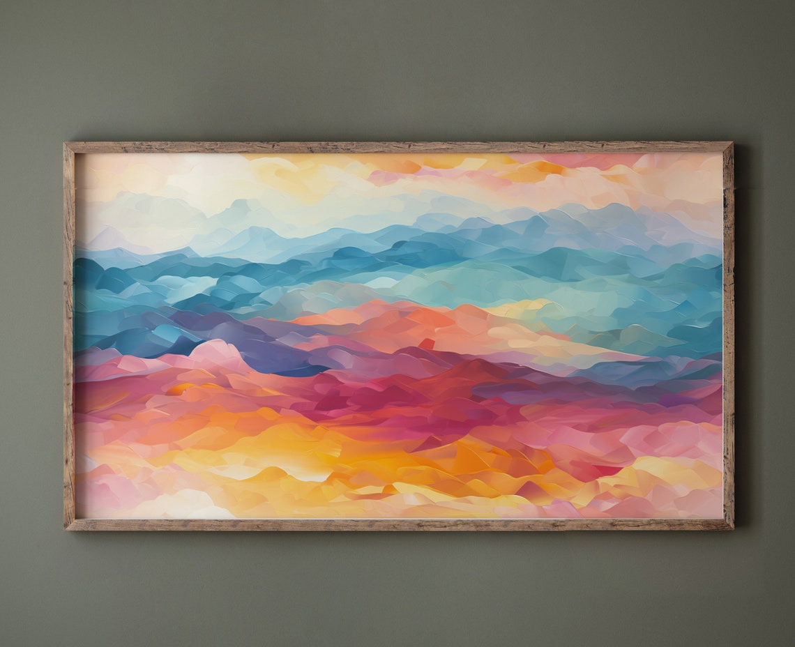 Colorful Sunset Waves Abstract Landscape Modern Gradient Art Poster - Image 2