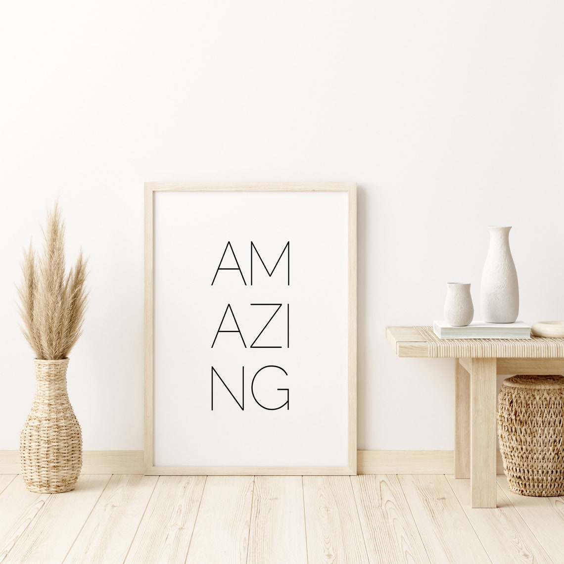 Amazing Stacked Letter Minimalist Black And White Word Poster - Image 2