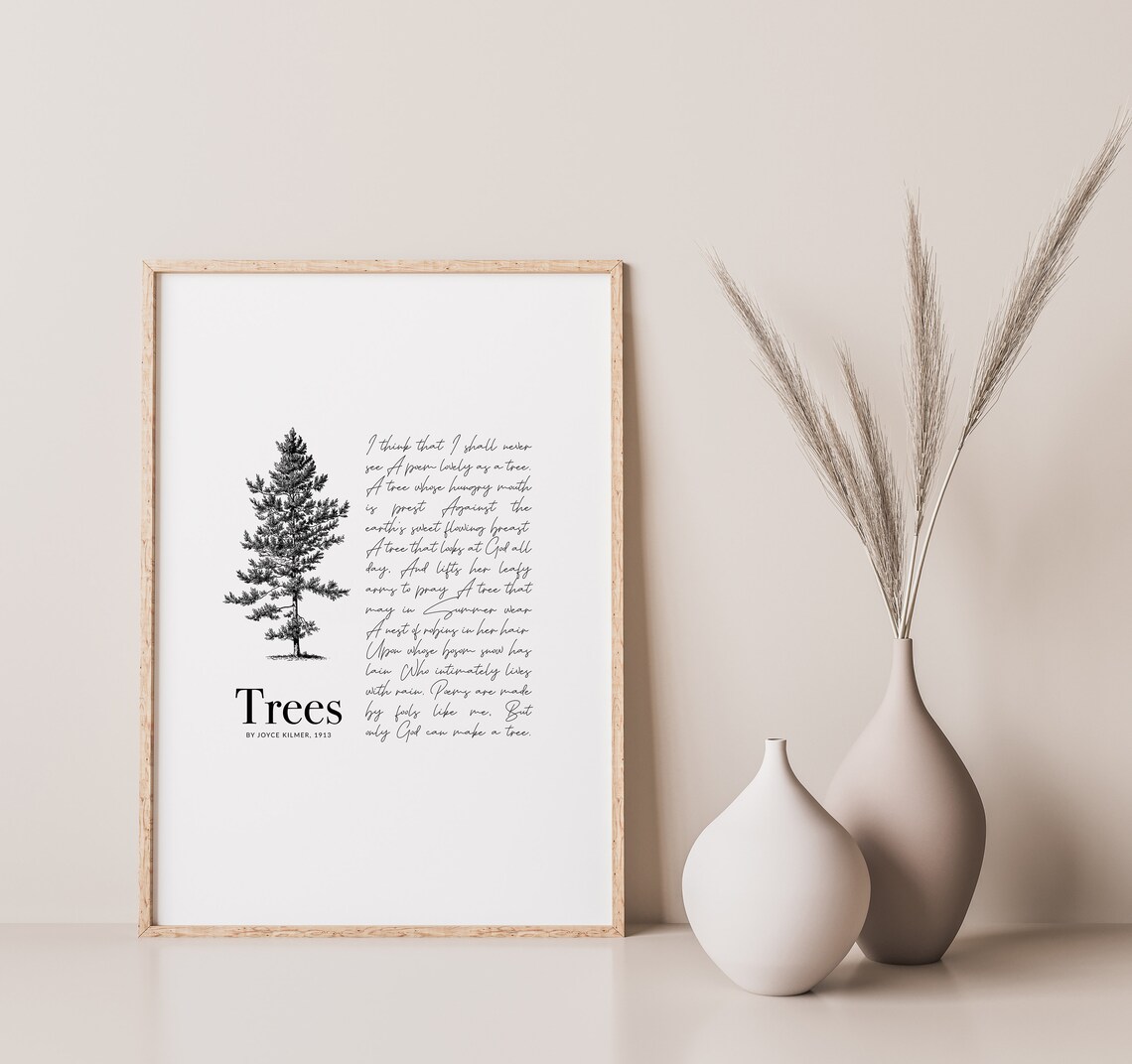 Trees by Joyce Kilmer, Literary Poem Art Print