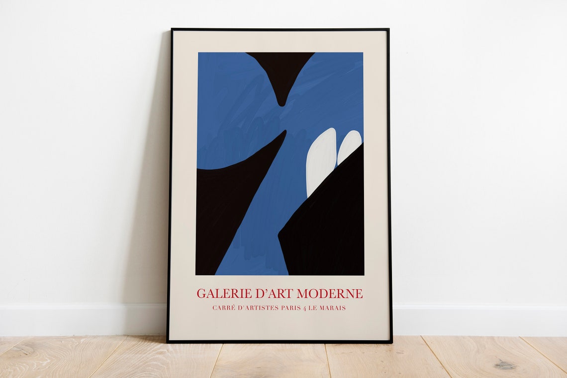Galerie D Art Moderne Blue Black Abstract Exhibition Home Decor Poster