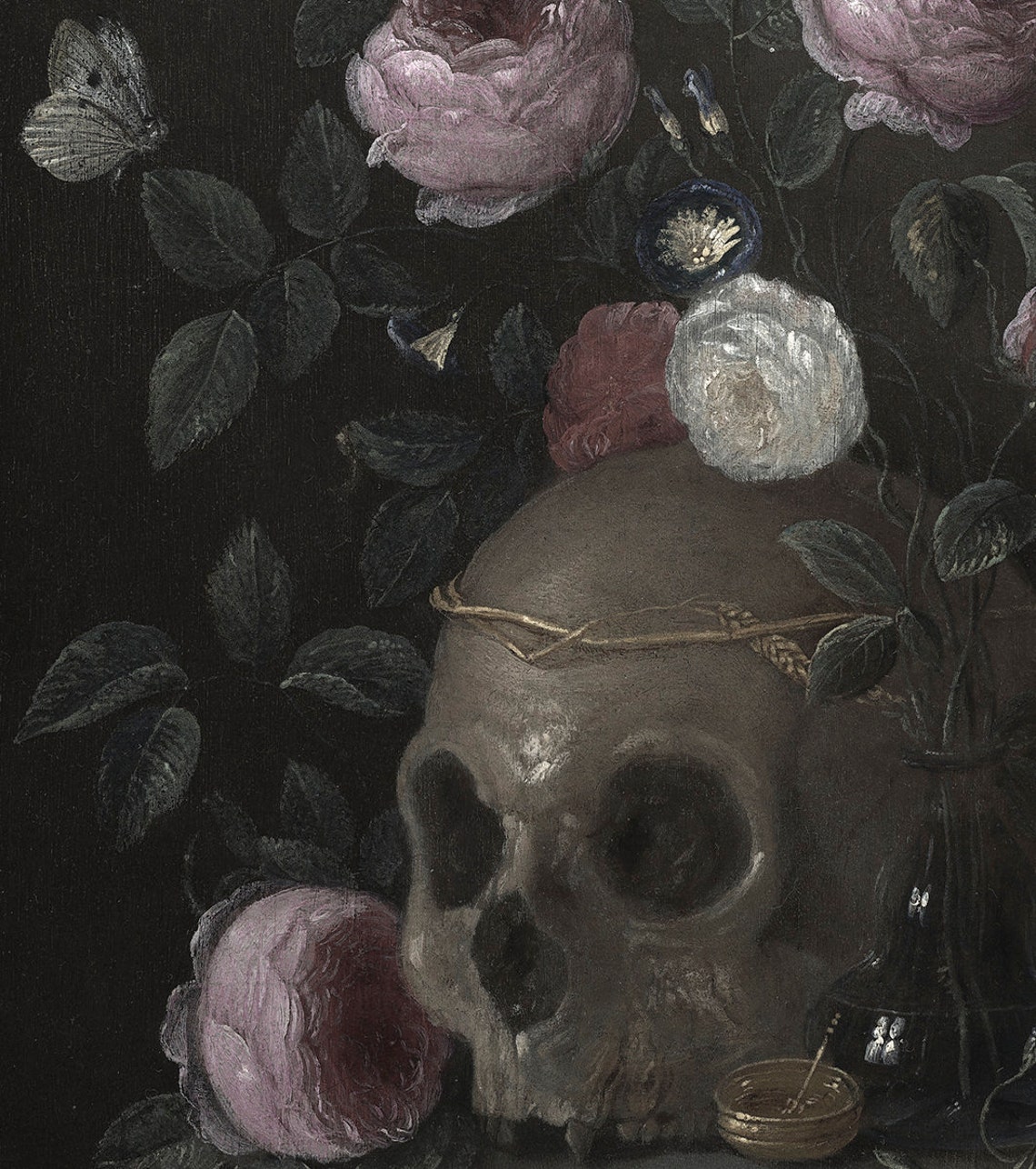 Gothic Vanitas Skull with Roses Dark Academia Still Life Poster - Image 2