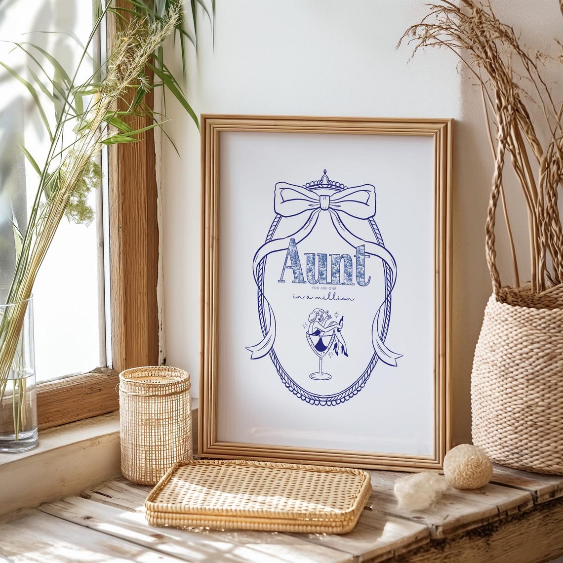 Aunt You Are One In A Million Blue Bow Coquette Gift Art Print - Image 2