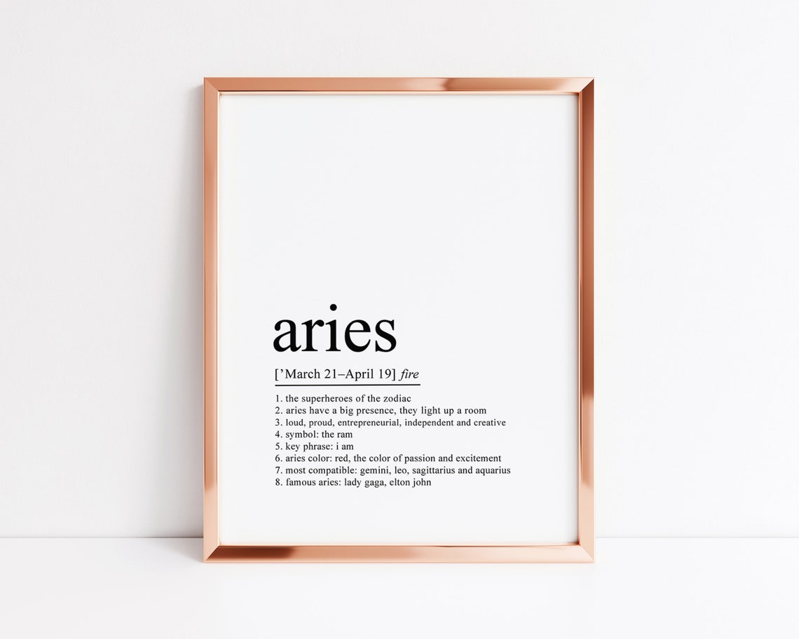 Aries Zodiac Definition Typography Astrology Star Sign Poster - Image 2