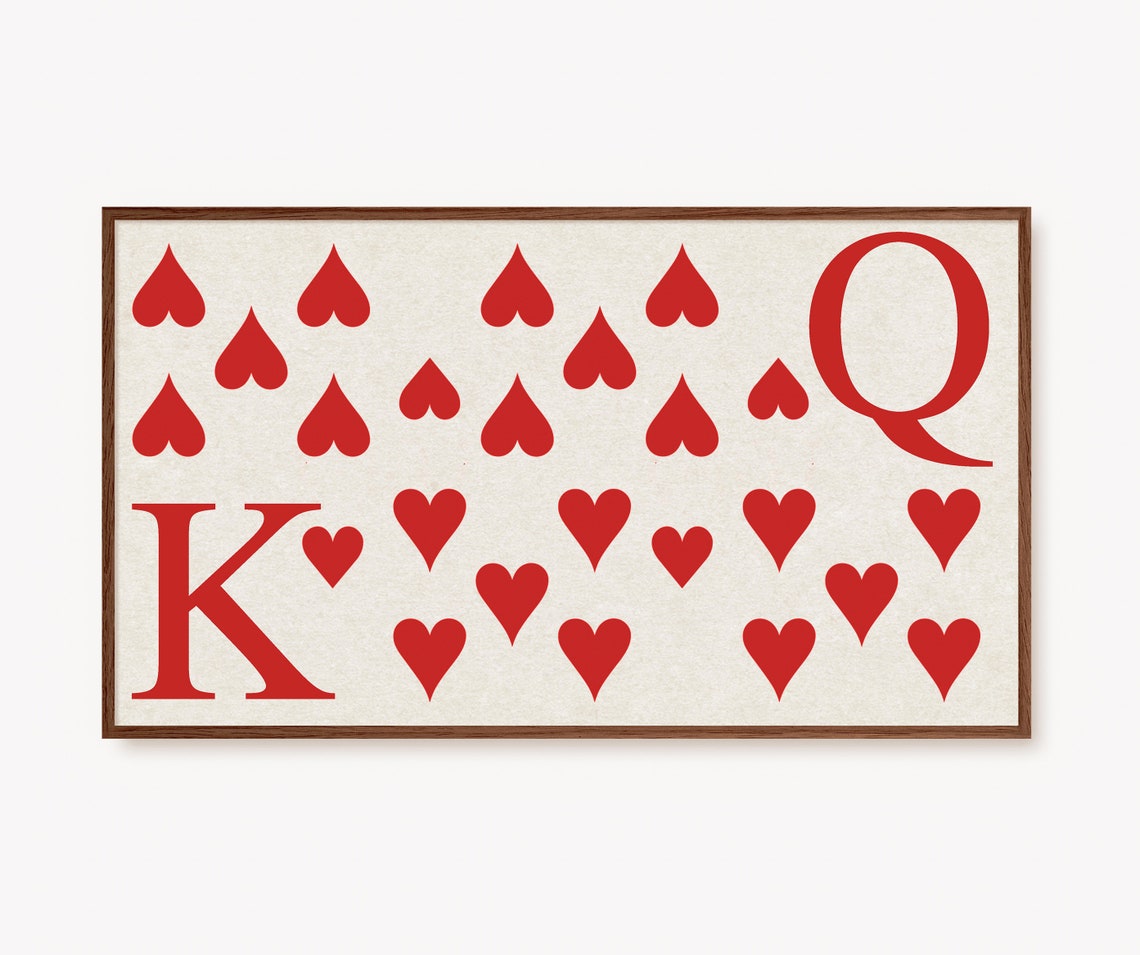 King and Queen of Hearts Playing Cards Valentines Decor Wall Art