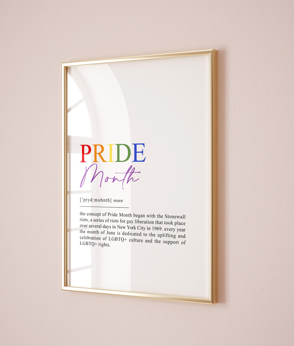 Pride Month Definition Poster Lgbtq Gay Pride Month College Dorm Decor Classroom Motivational Priints Lgbt Wall Art - Image 2