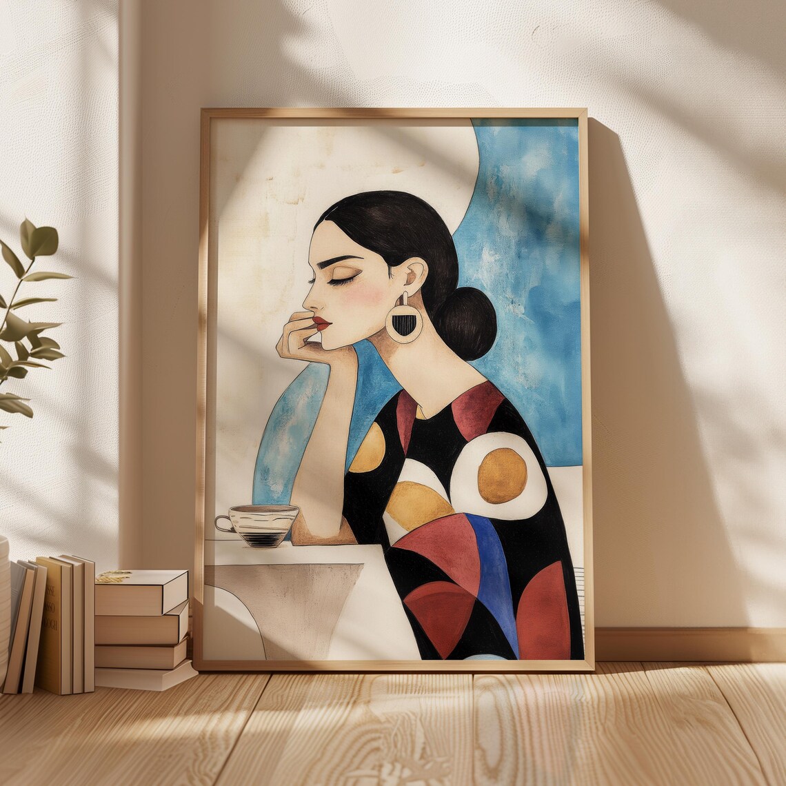 Elegant Portrait Of Woman With Teacup, Modern Feminine