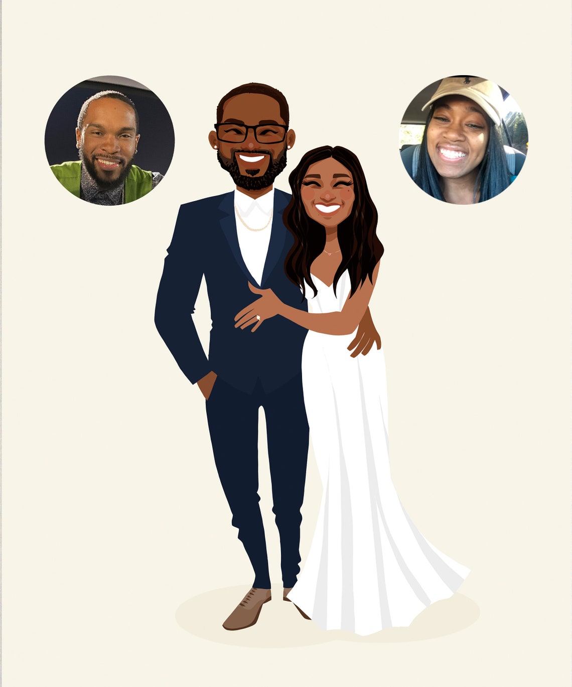Custom Elegant Wedding Couple Portrait Illustration With Gown Poster - Image 6