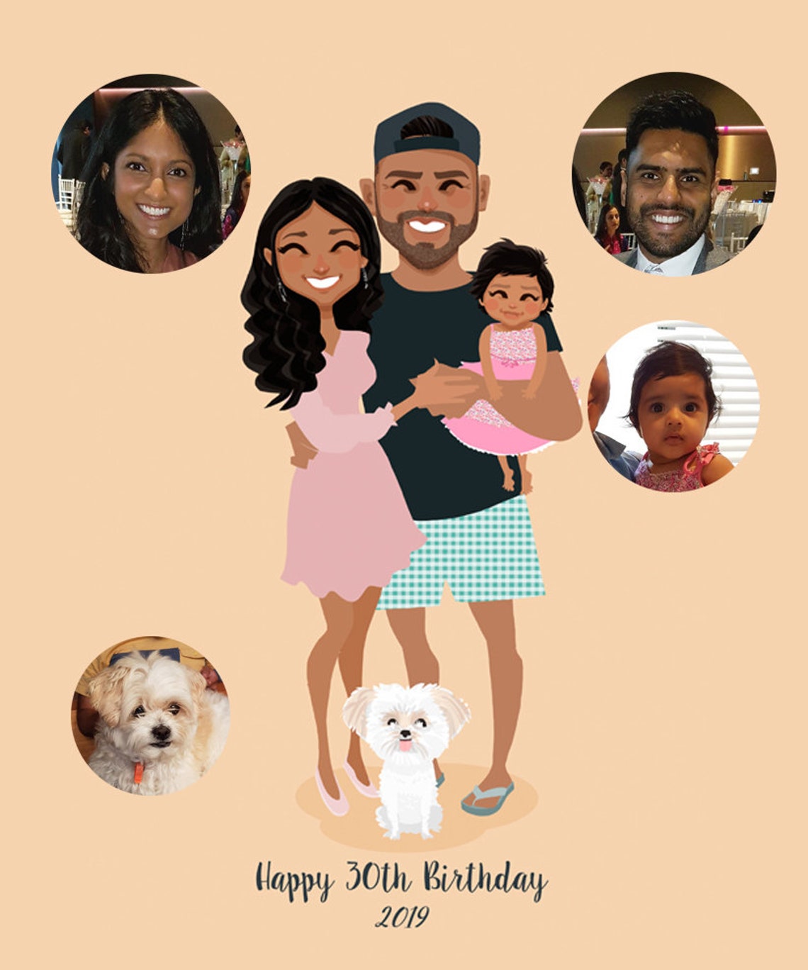 Custom 30th Birthday Family Portrait with Toddler and Dog Poster - Image 5