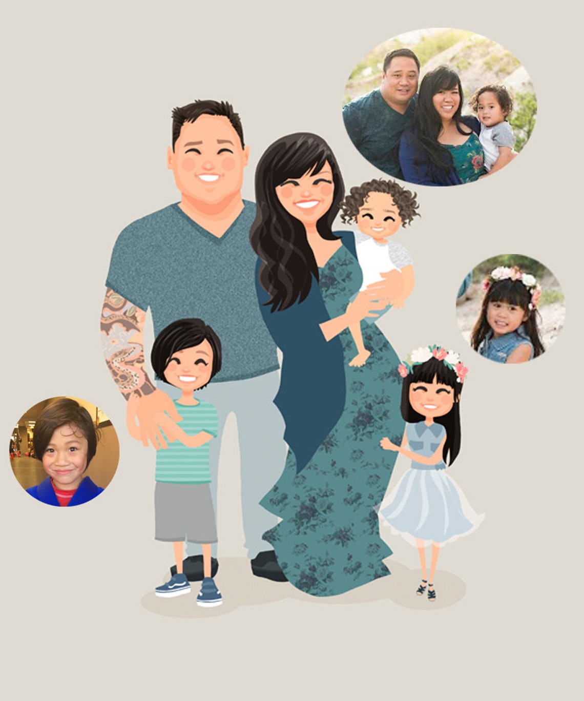 Custom Illustrated Group Portrait of Seven Friends With Treats Poster - Image 4