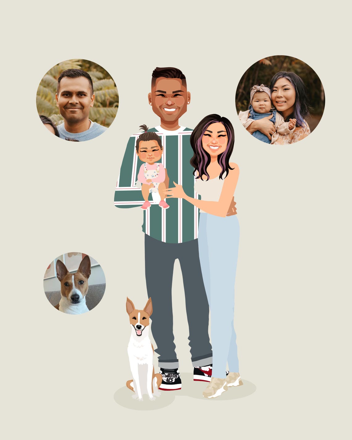 Custom Illustrated Family Portrait With Toddler and Small Dog Poster - Image 5